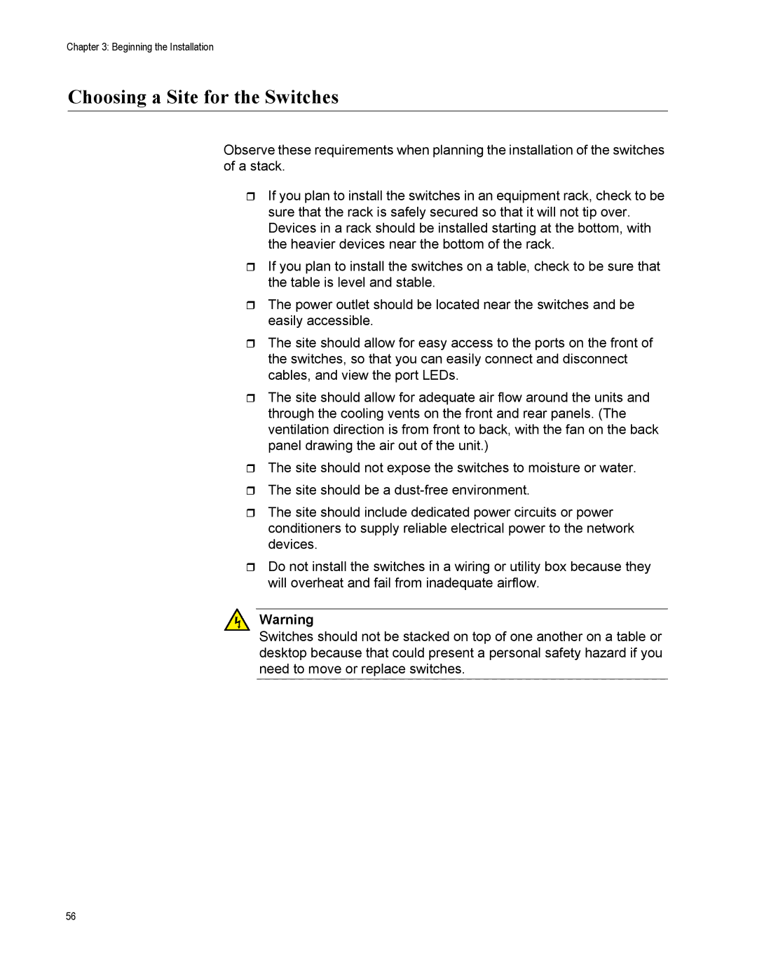 Allied Telesis AT-IX5-28GPX manual Choosing a Site for the Switches 