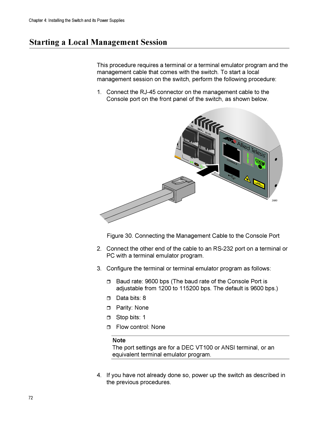 Allied Telesis AT-IX5-28GPX manual Starting a Local Management Session 