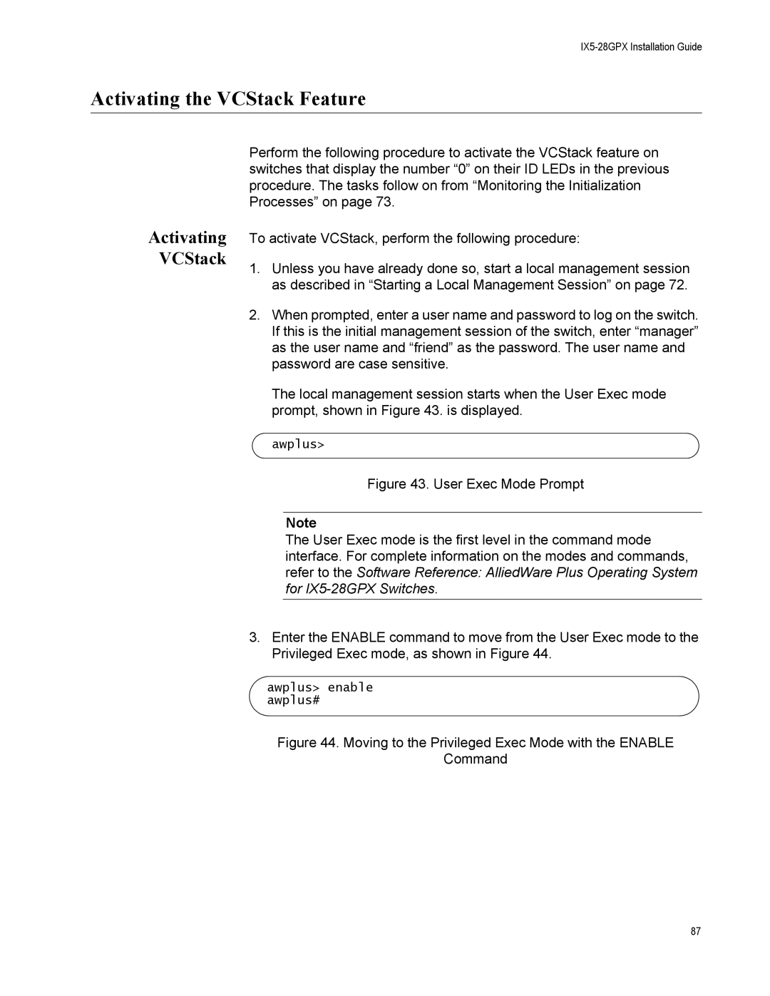 Allied Telesis AT-IX5-28GPX manual Activating the VCStack Feature, Activating VCStack 