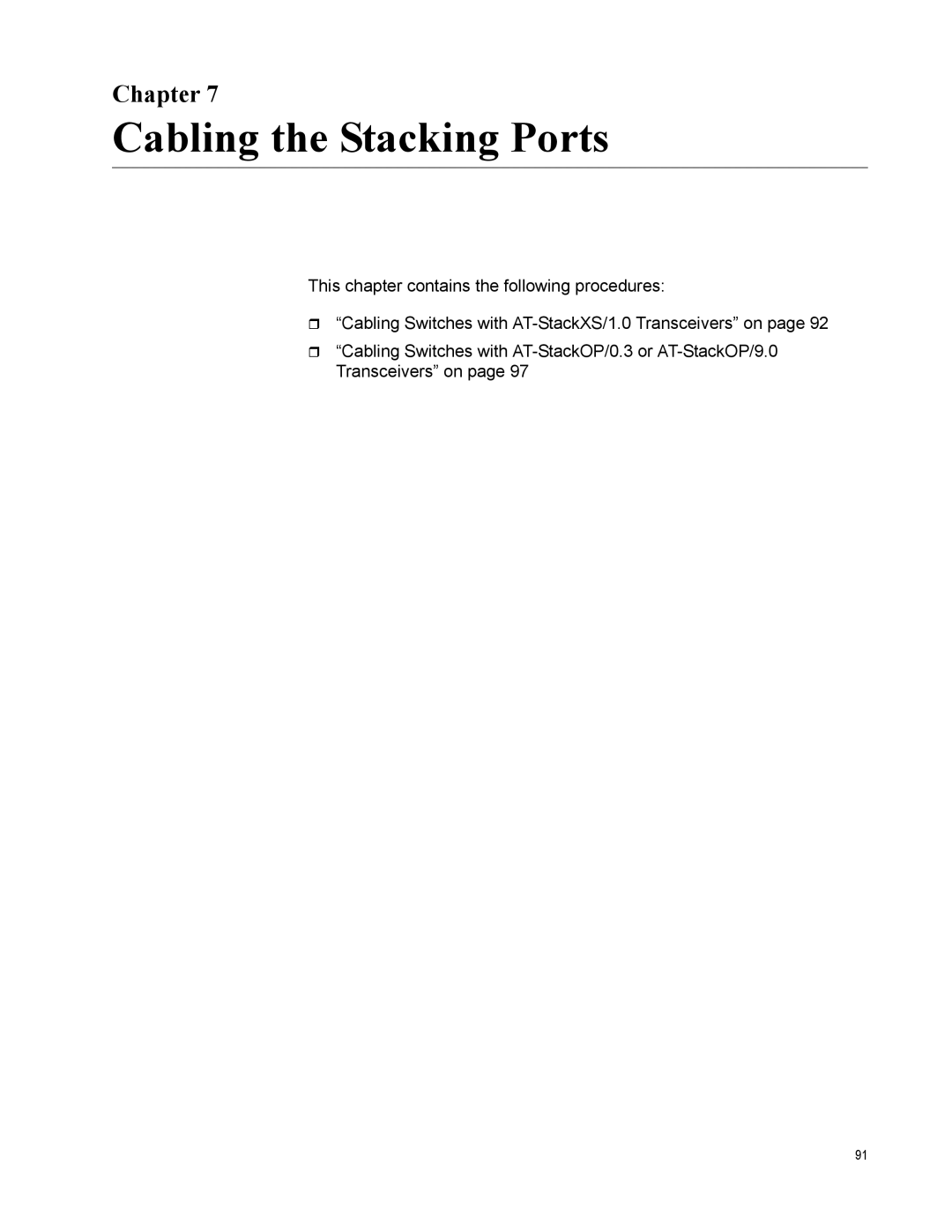 Allied Telesis AT-IX5-28GPX manual Cabling the Stacking Ports, Chapter 