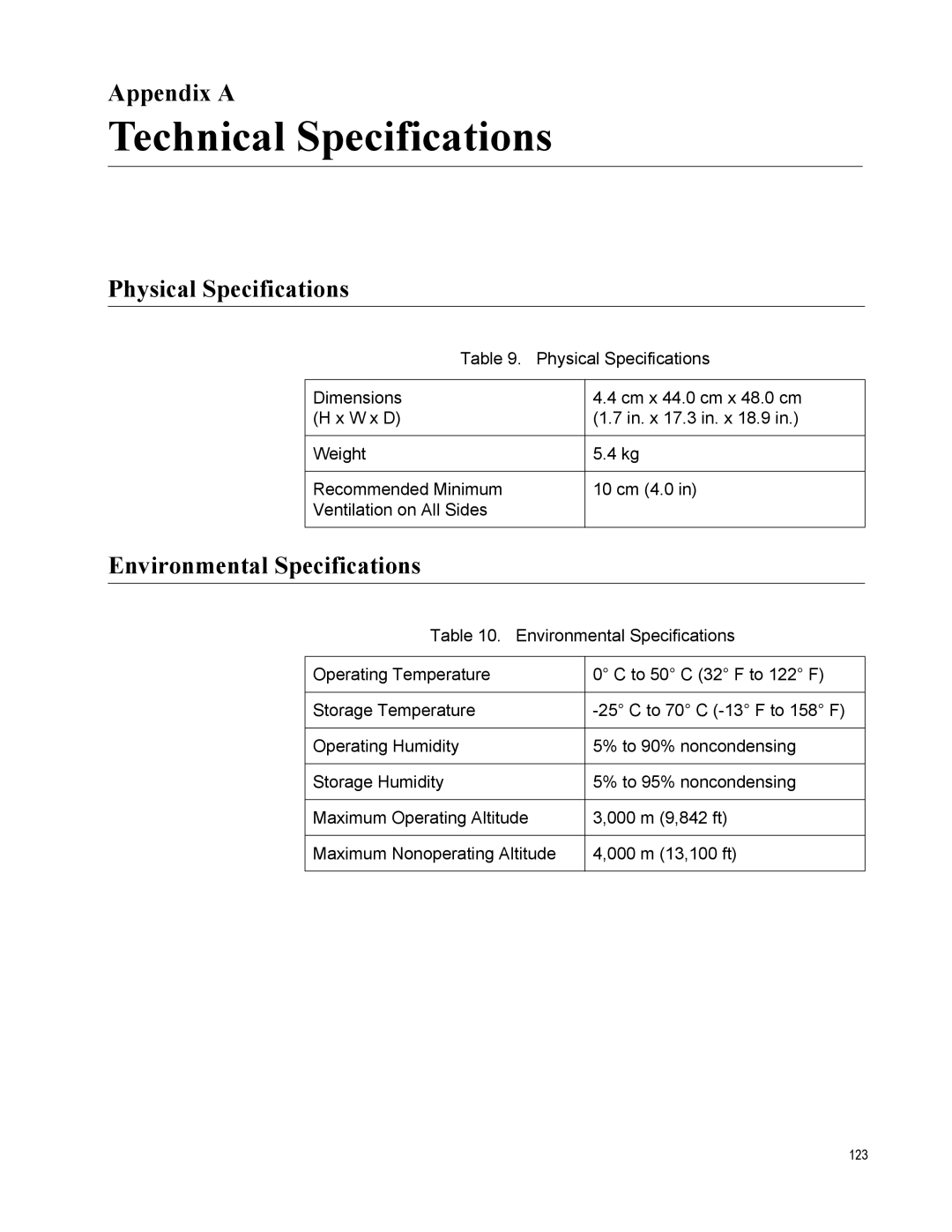 Allied Telesis AT-IX5-28GPX Technical Specifications, Appendix A, Physical Specifications, Environmental Specifications 