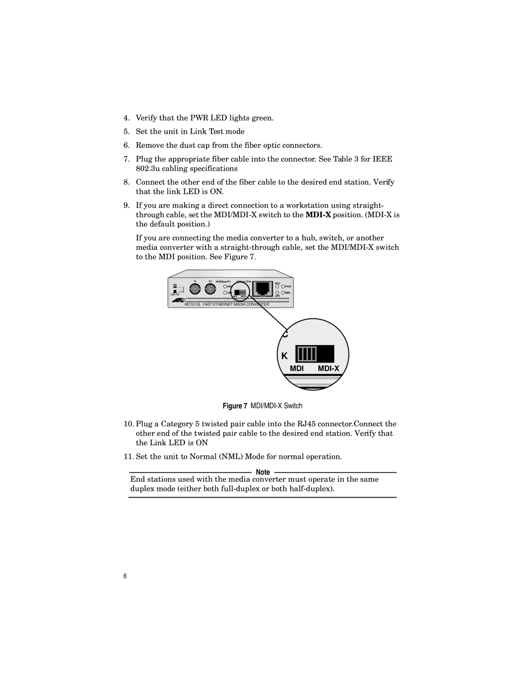 Allied Telesis AT-MC103LH, AT-MC102XL, AT-MC101XL, AT-MC103XL manual Mdi Mdi-X 