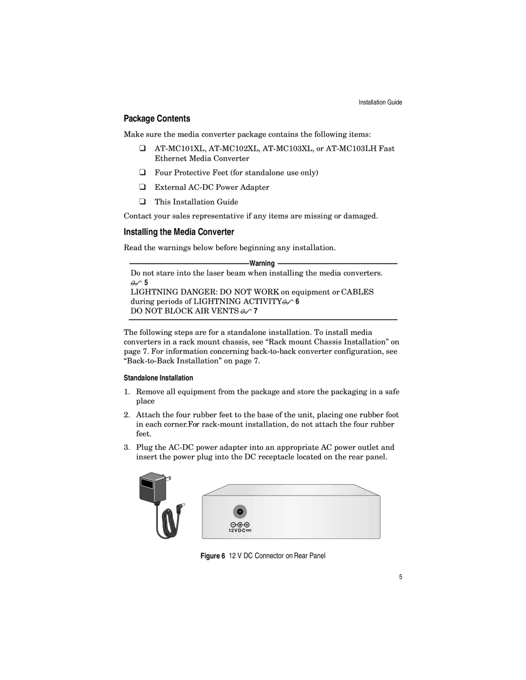 Allied Telesis AT-MC101XL, AT-MC102XL, AT-MC103LH, AT-MC103XL manual Package Contents, Installing the Media Converter 