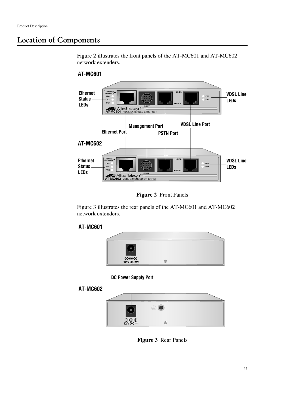 Allied Telesis AT-MC601 manual Location of Components 