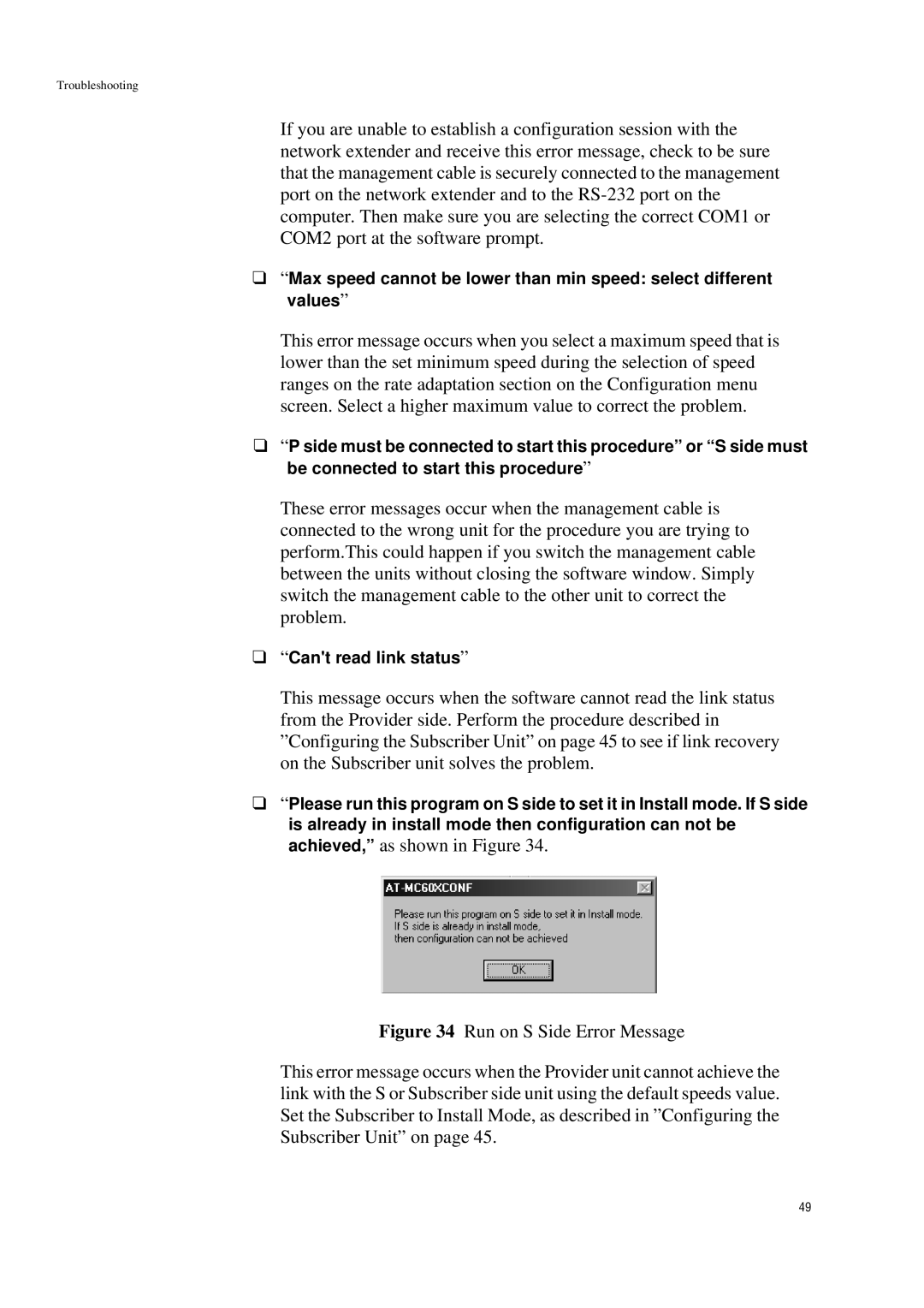 Allied Telesis AT-MC601 manual Cant read link status 