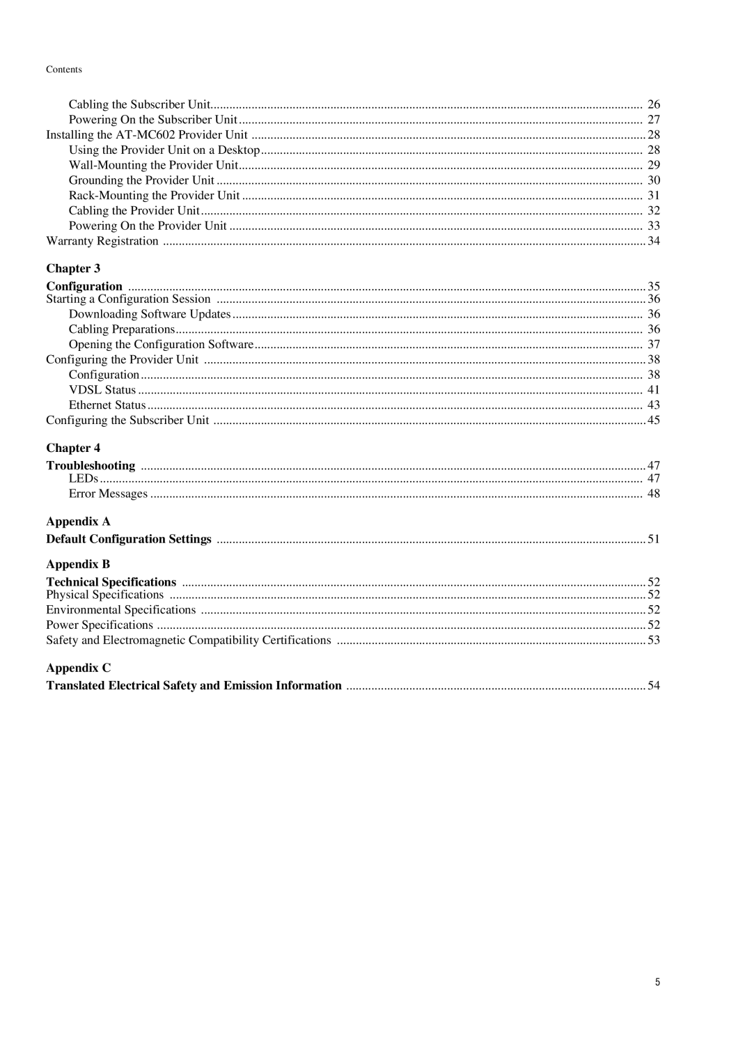 Allied Telesis AT-MC601 manual Appendix a 