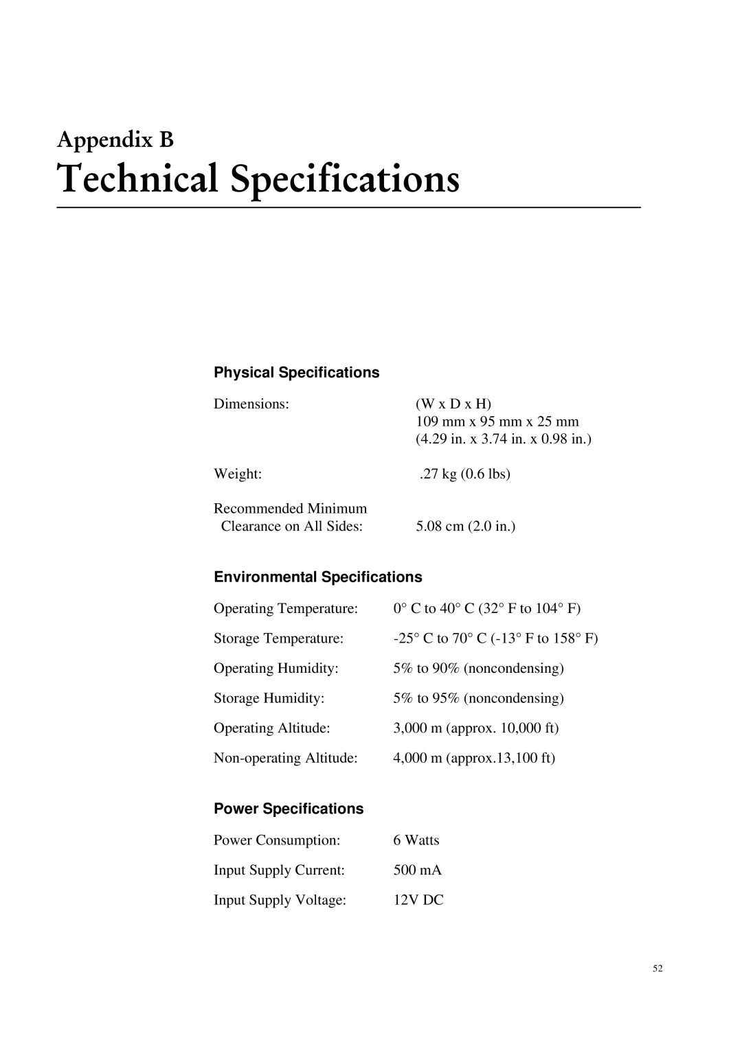 Allied Telesis AT-MC601 manual Technical Specifications, Physical Specifications 