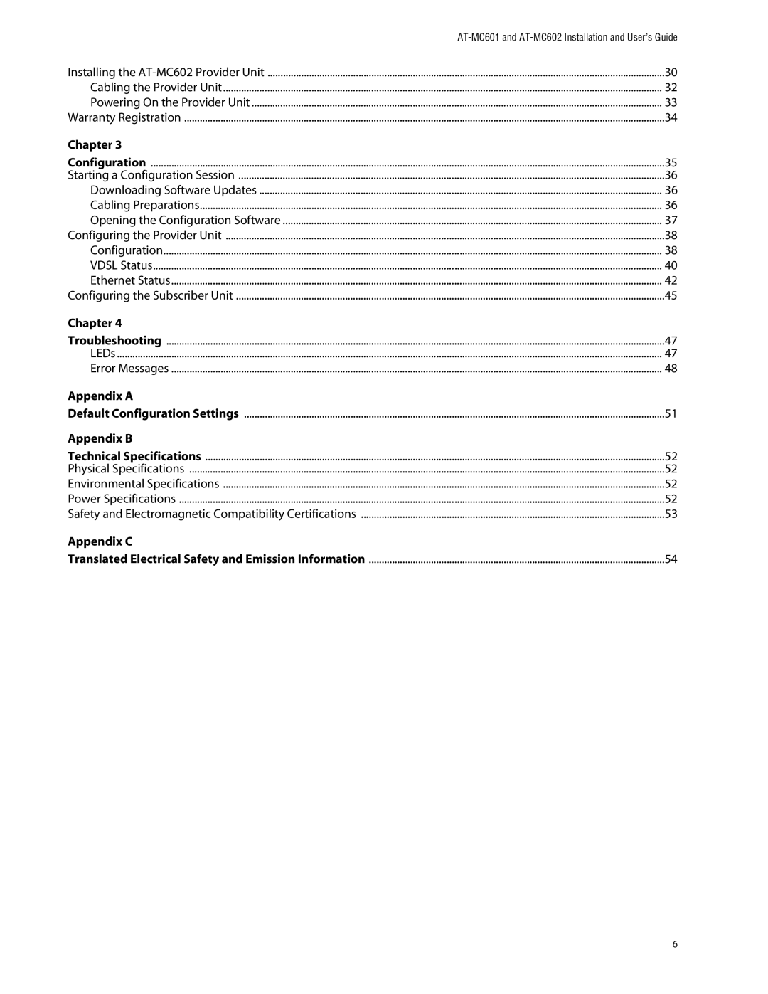 Allied Telesis AT-MC602 manual Appendix a 