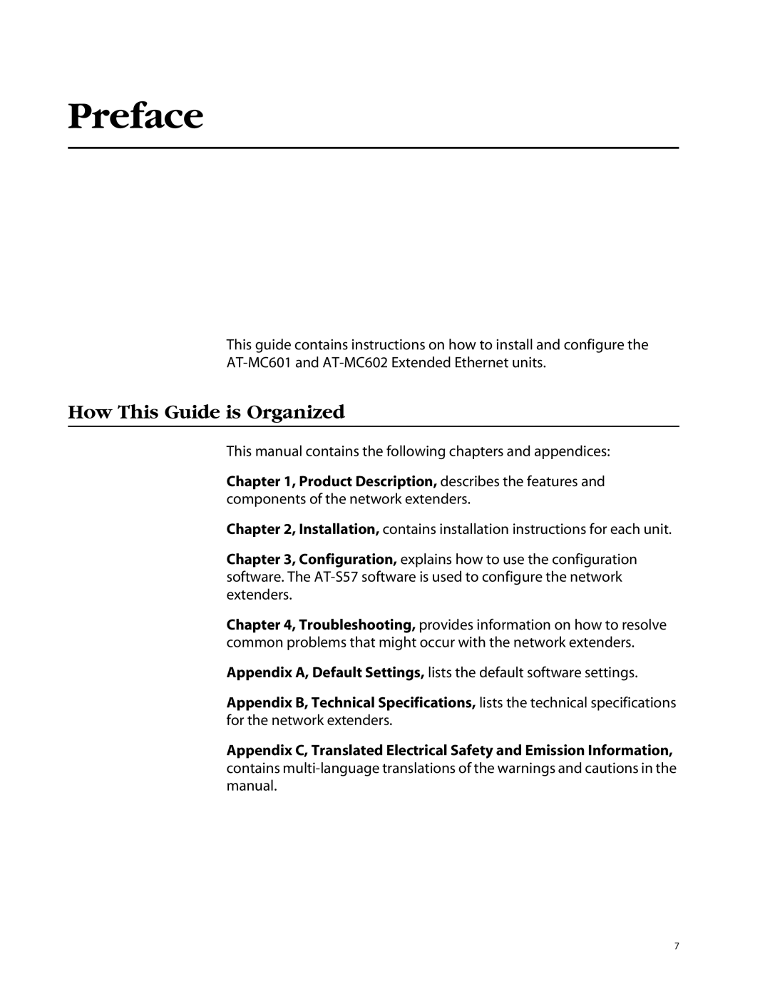 Allied Telesis AT-MC602 manual Preface, How This Guide is Organized 