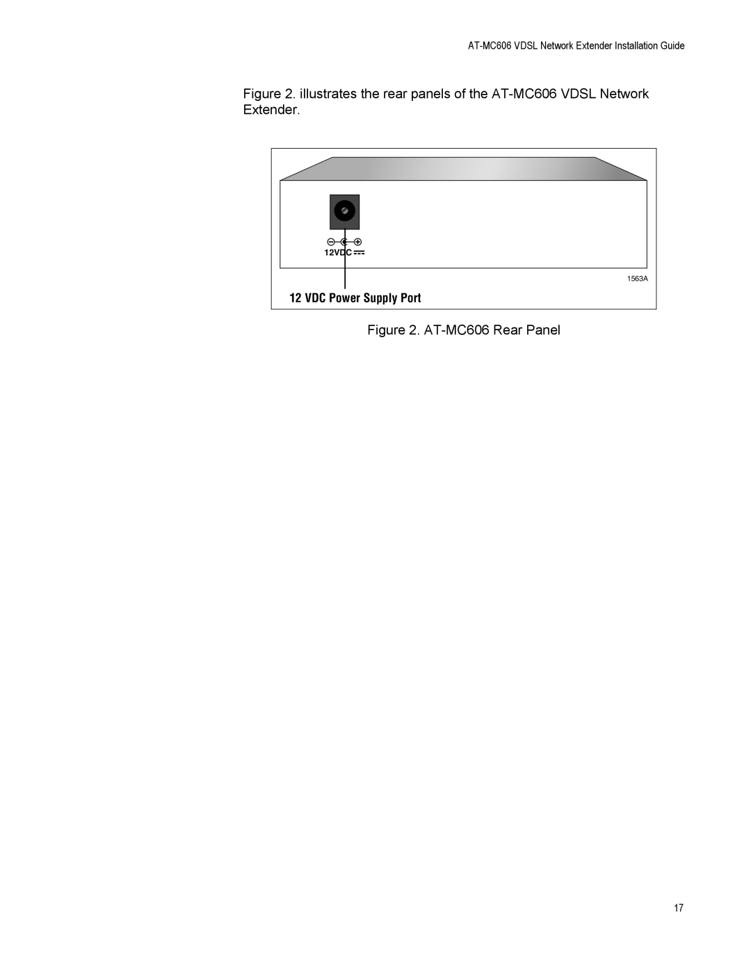 Allied Telesis manual AT-MC606 Rear Panel 