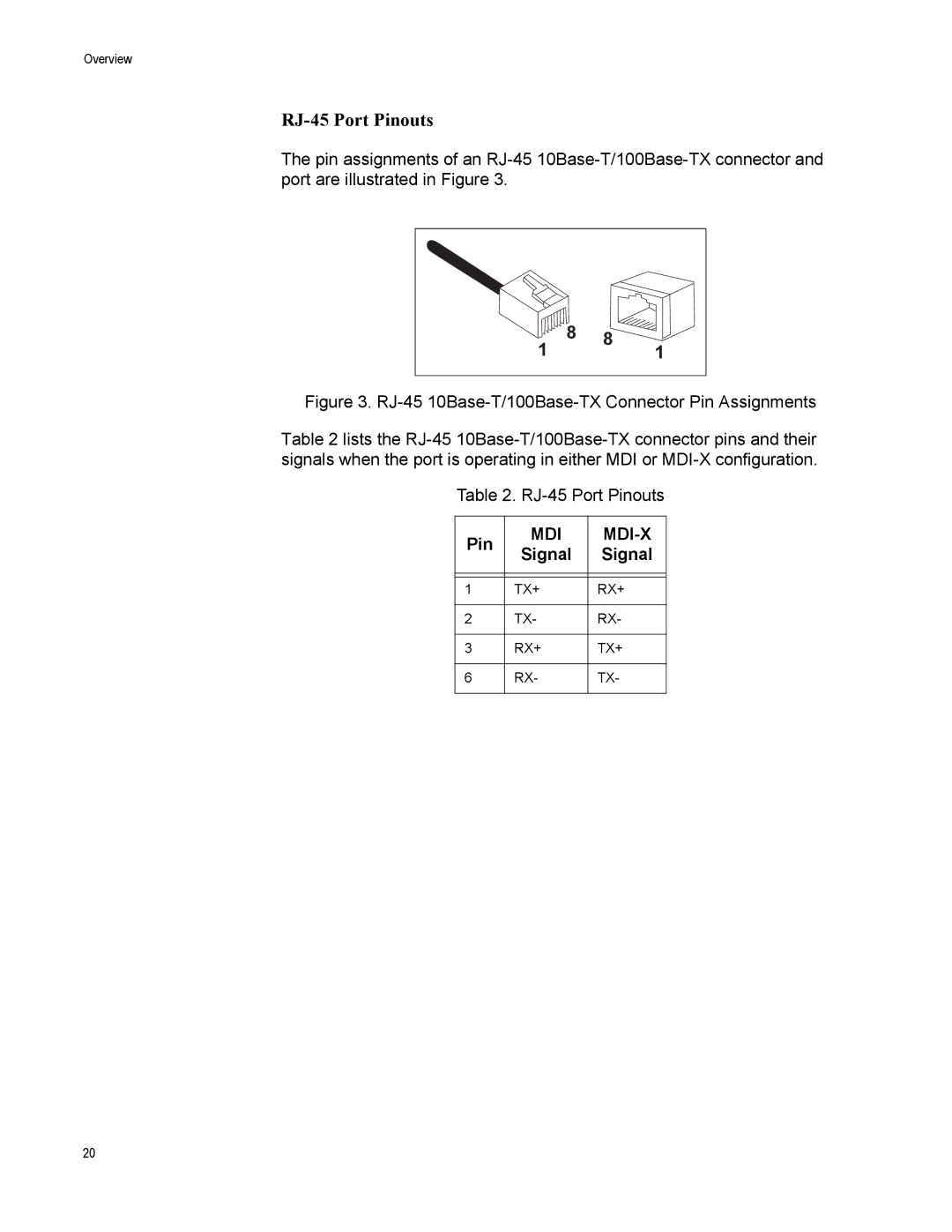 Allied Telesis AT-MC606 manual RJ-45 Port Pinouts 