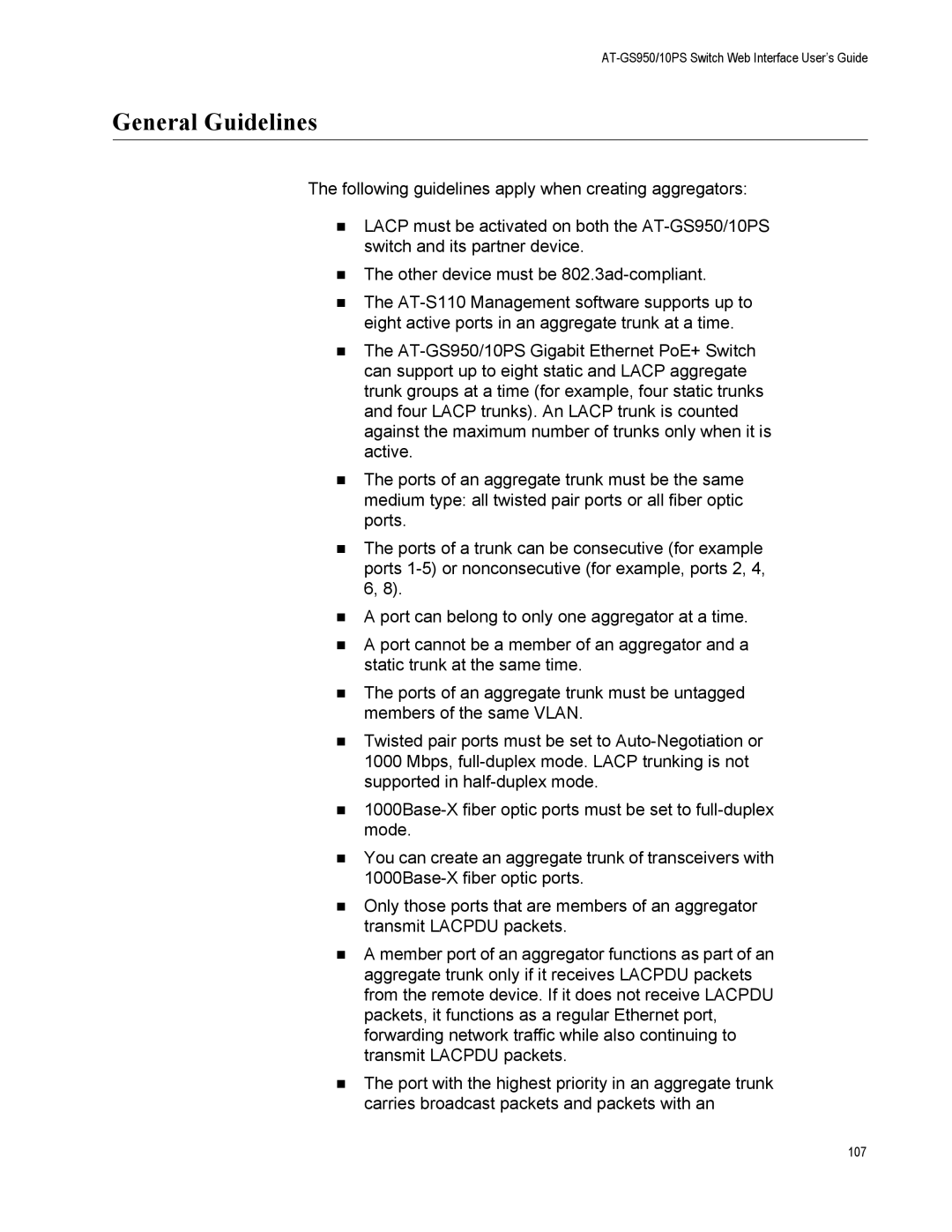 Allied Telesis AT-GS950/10PS, AT-S110 manual General Guidelines 