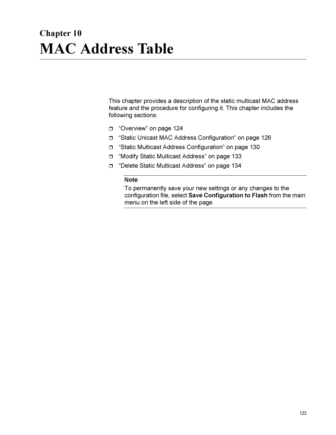 Allied Telesis AT-GS950/10PS, AT-S110 manual MAC Address Table, Chapter 