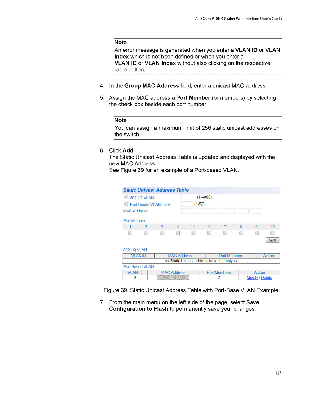 Allied Telesis AT-GS950/10PS, AT-S110 manual 127 