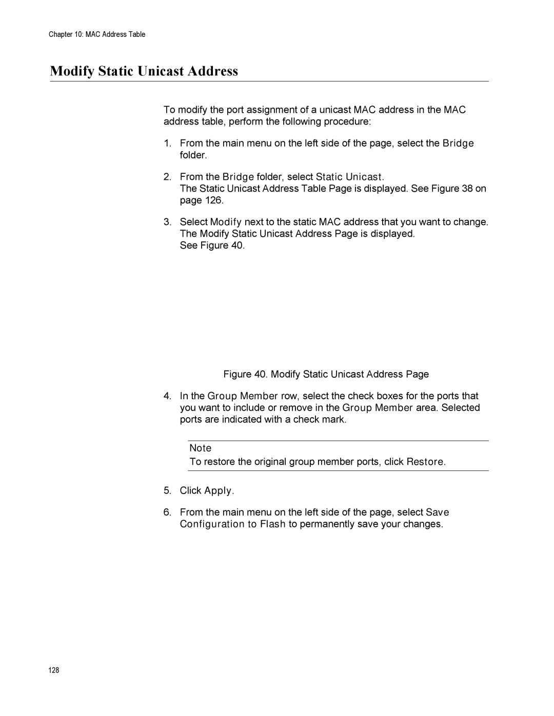 Allied Telesis AT-S110, AT-GS950/10PS manual Modify Static Unicast Address 