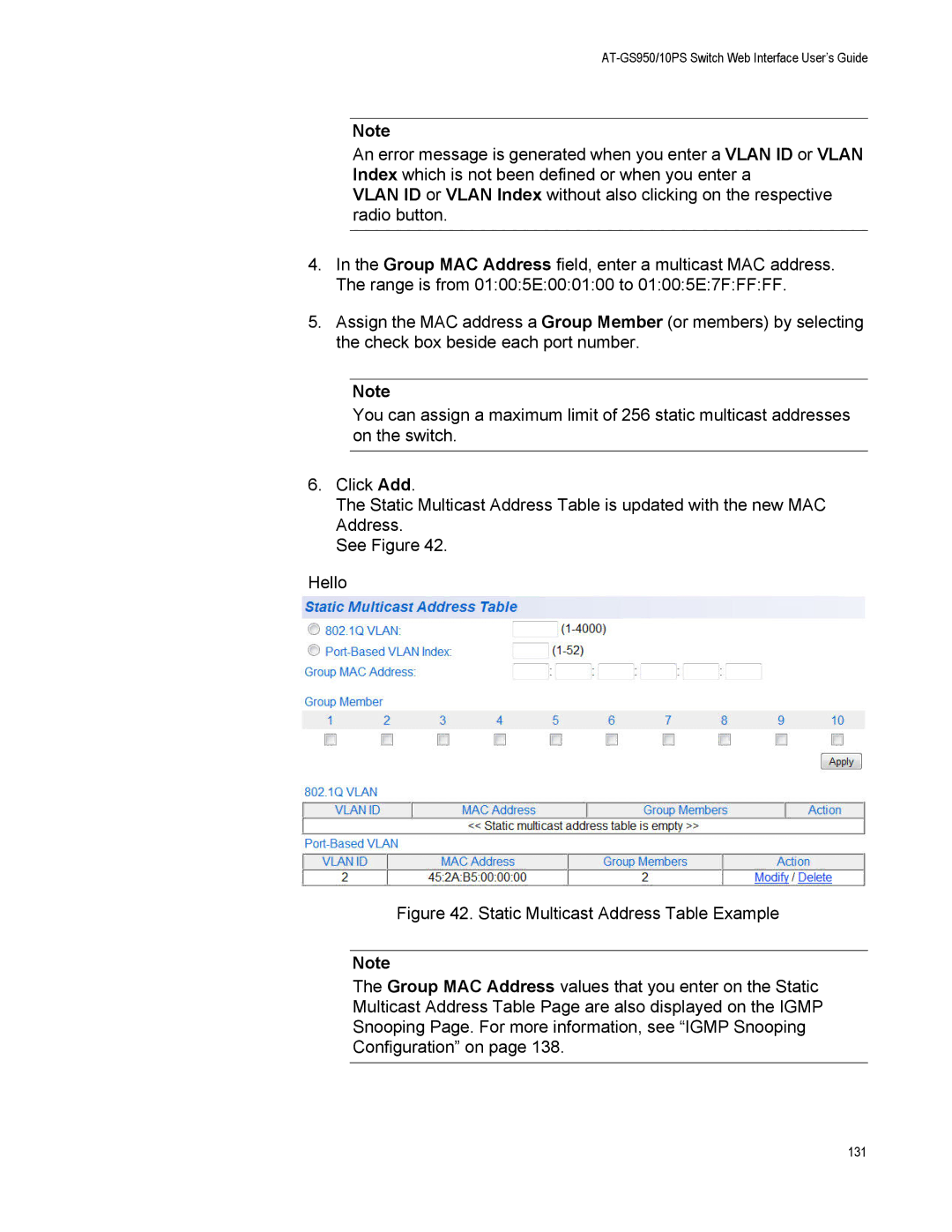 Allied Telesis AT-GS950/10PS, AT-S110 manual 131 