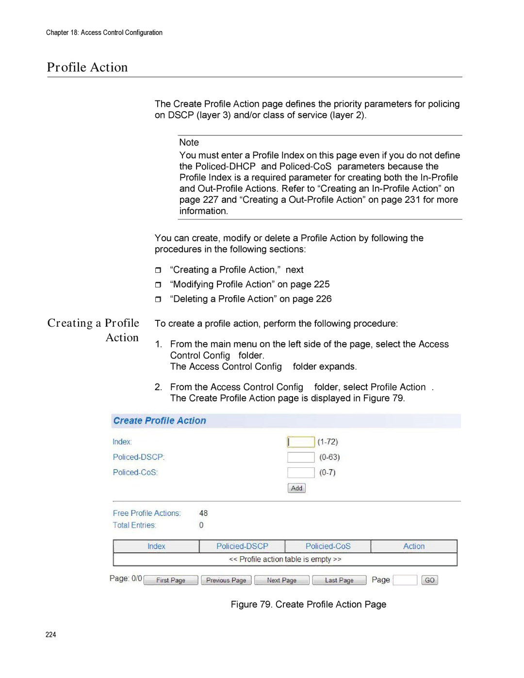 Allied Telesis AT-S110, AT-GS950/10PS manual Creating a Profile Action 