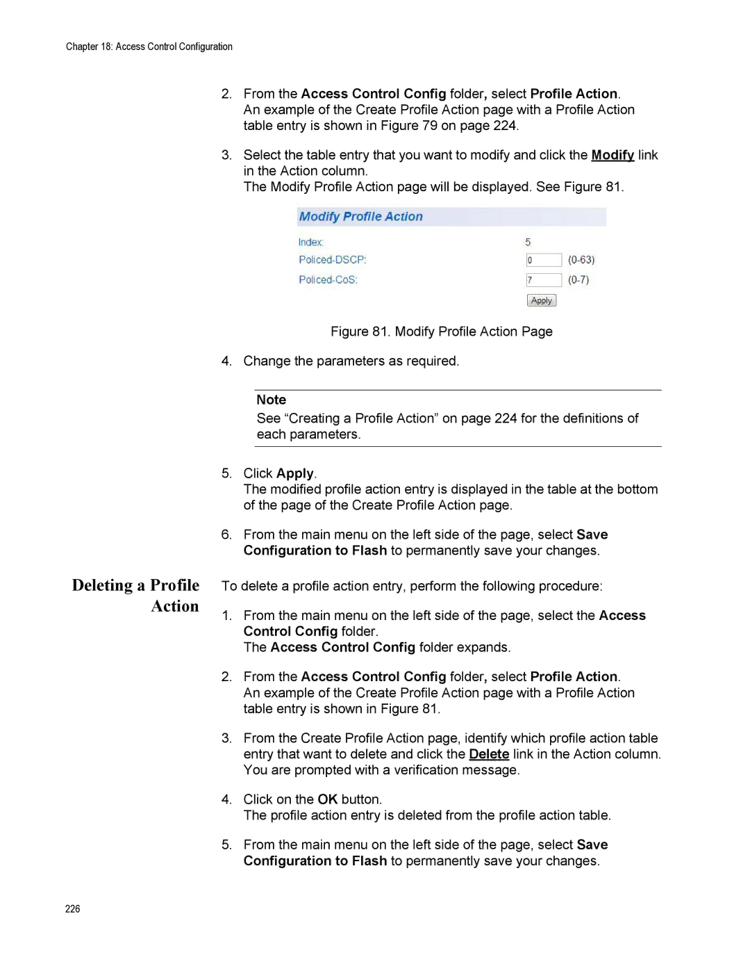 Allied Telesis AT-S110, AT-GS950/10PS manual Deleting a Profile Action 