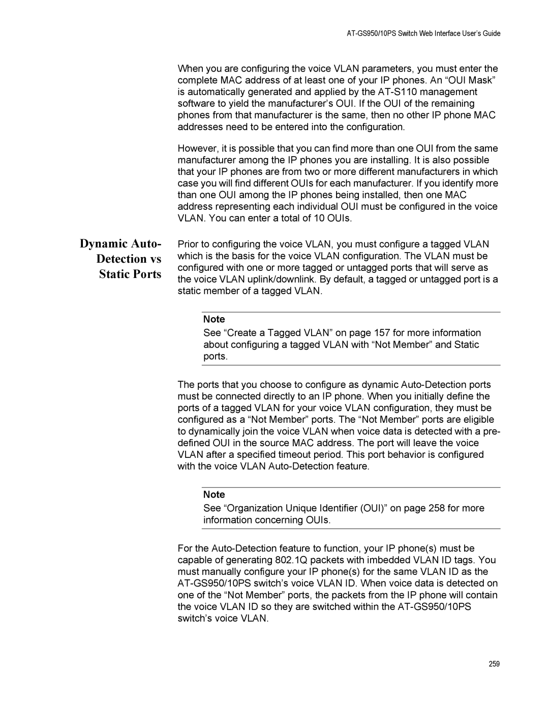 Allied Telesis AT-GS950/10PS, AT-S110 manual Dynamic Auto Detection vs Static Ports 