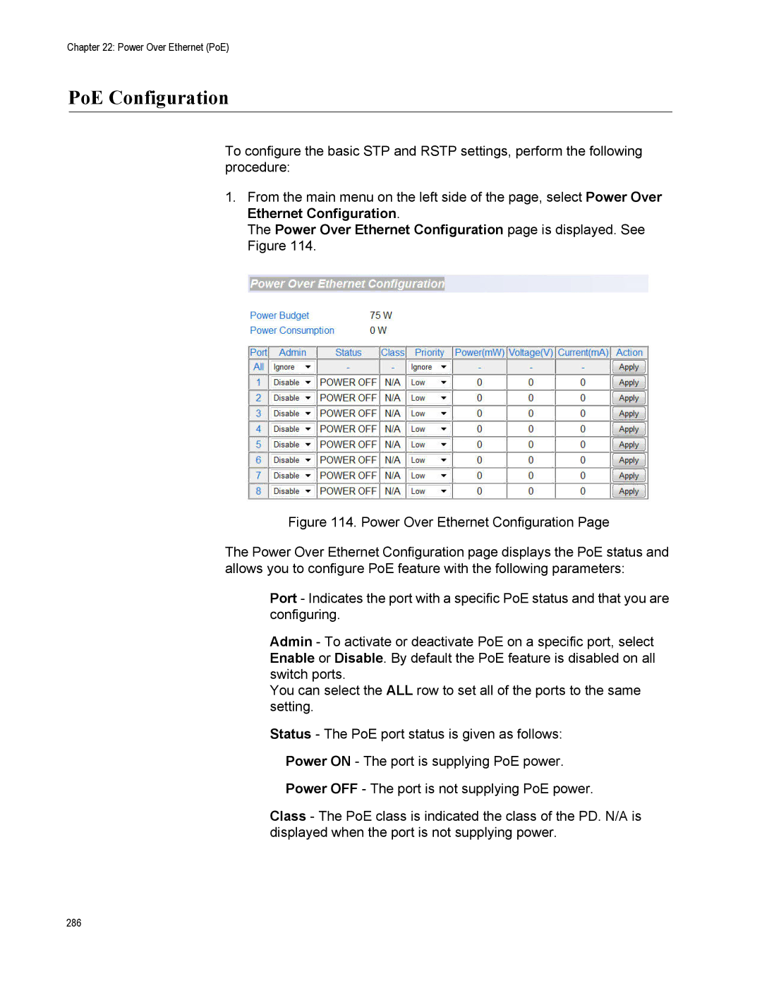 Allied Telesis AT-S110, AT-GS950/10PS manual PoE Configuration 