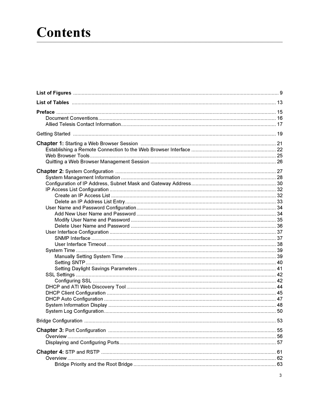 Allied Telesis AT-GS950/10PS, AT-S110 manual Contents 