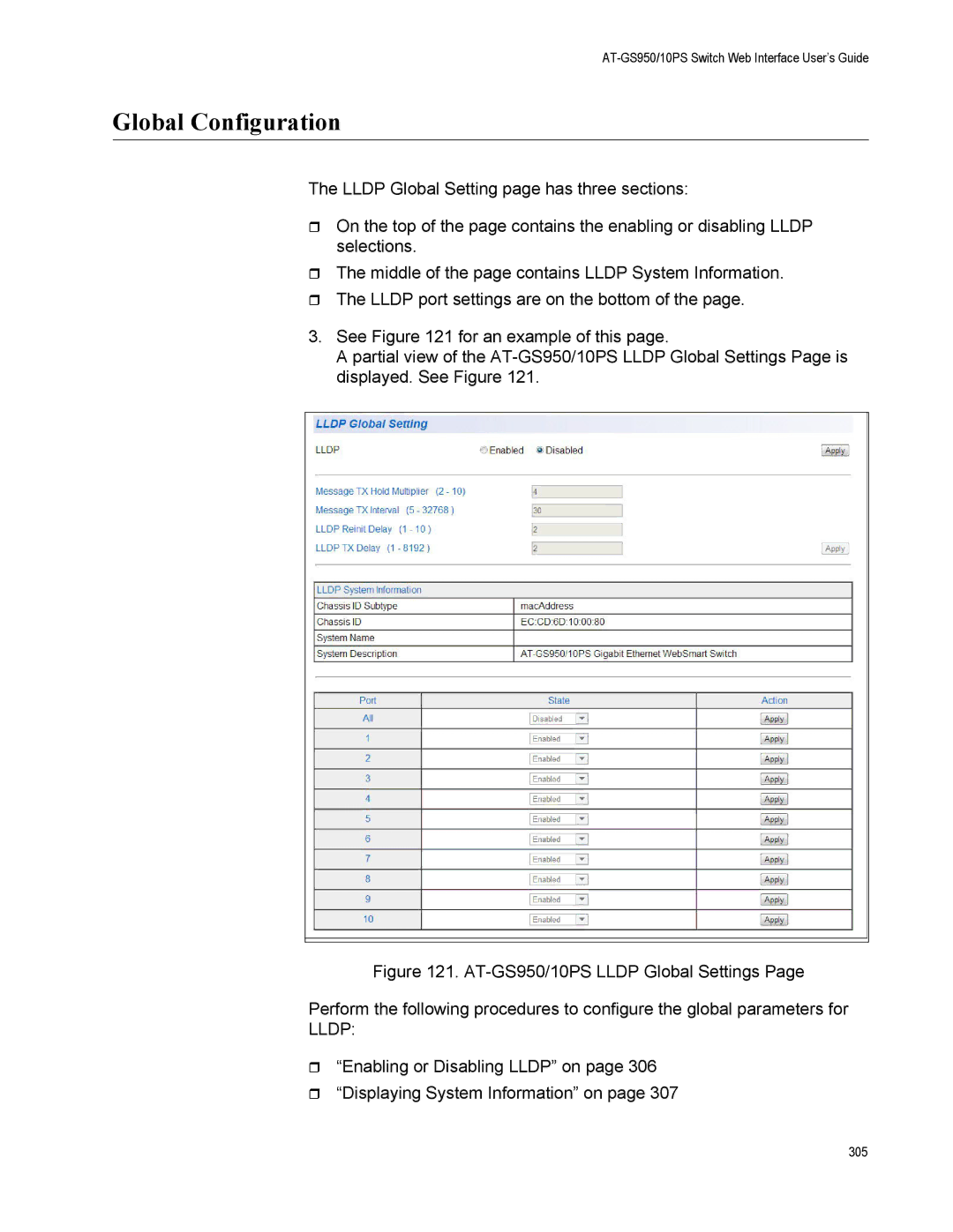 Allied Telesis AT-GS950/10PS, AT-S110 manual Global Configuration, Lldp 