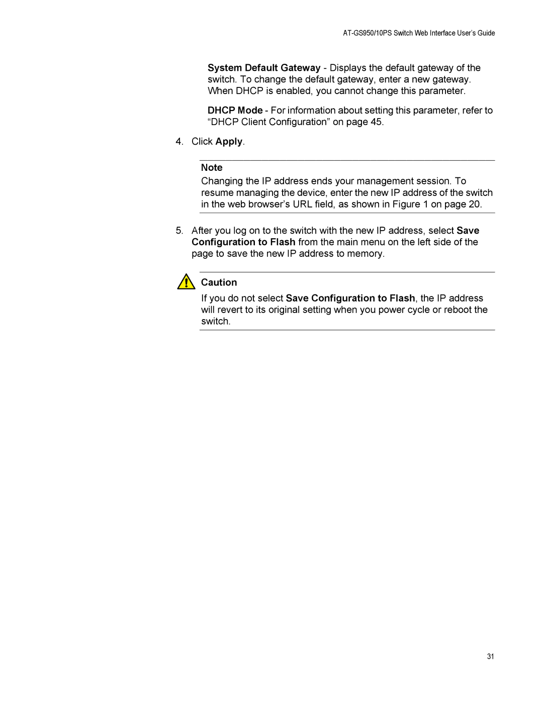 Allied Telesis AT-S110 manual AT-GS950/10PS Switch Web Interface User’s Guide 