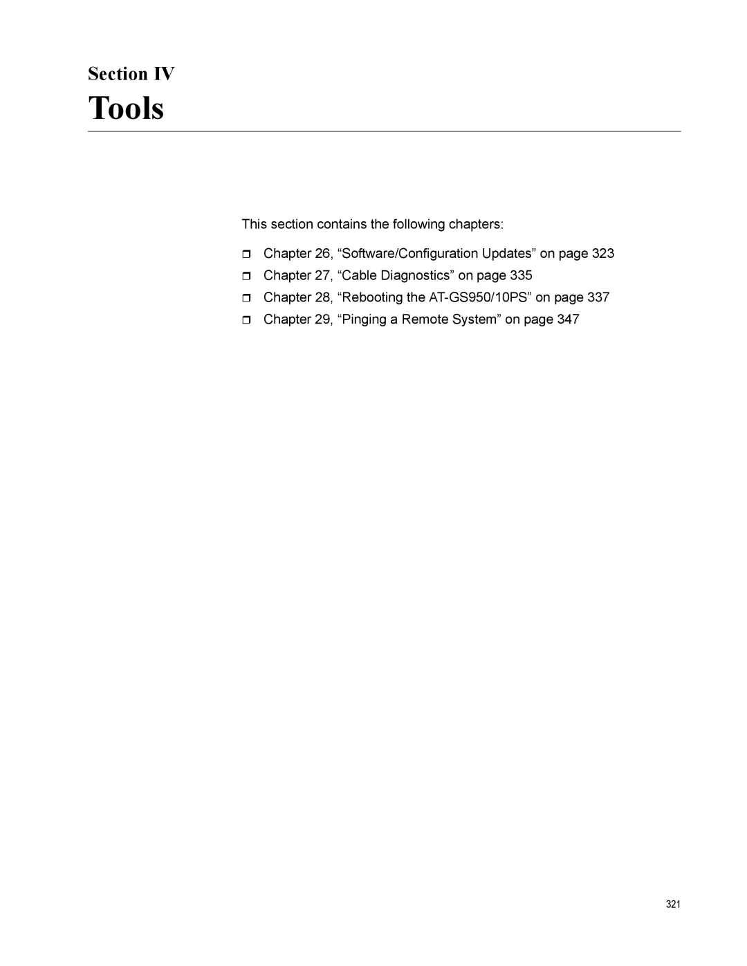 Allied Telesis AT-GS950/10PS, AT-S110 manual Tools, Section 