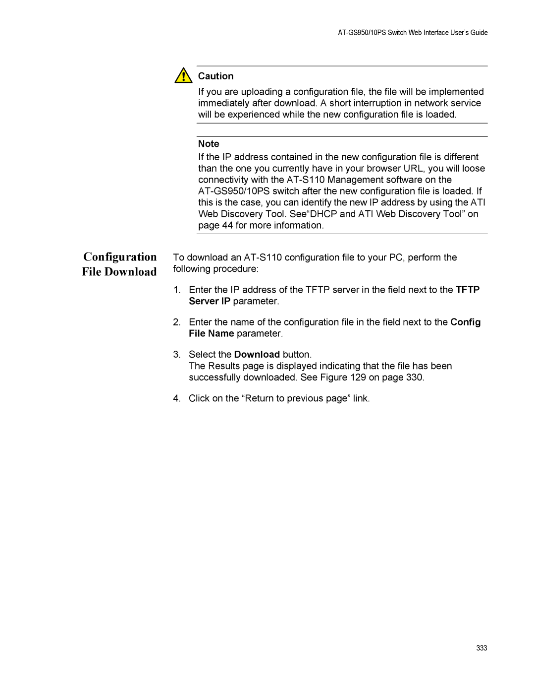 Allied Telesis AT-GS950/10PS, AT-S110 manual 333 