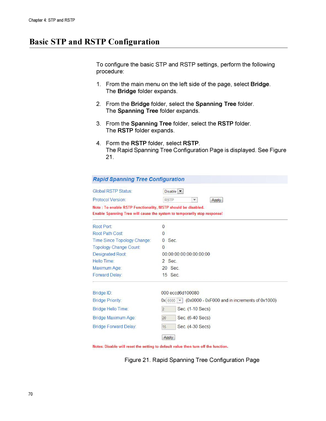 Allied Telesis AT-S110, AT-GS950/10PS manual Basic STP and Rstp Configuration, Rapid Spanning Tree Configuration 