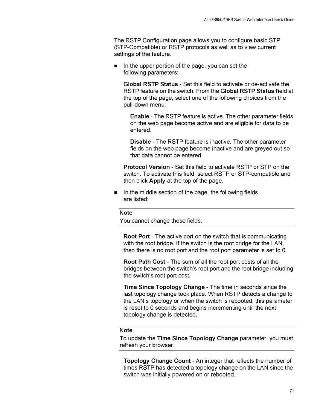 Allied Telesis AT-S110 manual AT-GS950/10PS Switch Web Interface User’s Guide 