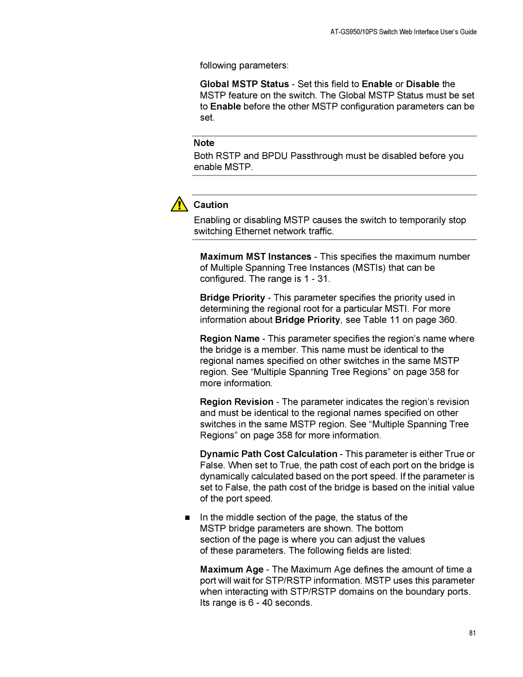 Allied Telesis AT-S110 manual AT-GS950/10PS Switch Web Interface User’s Guide 