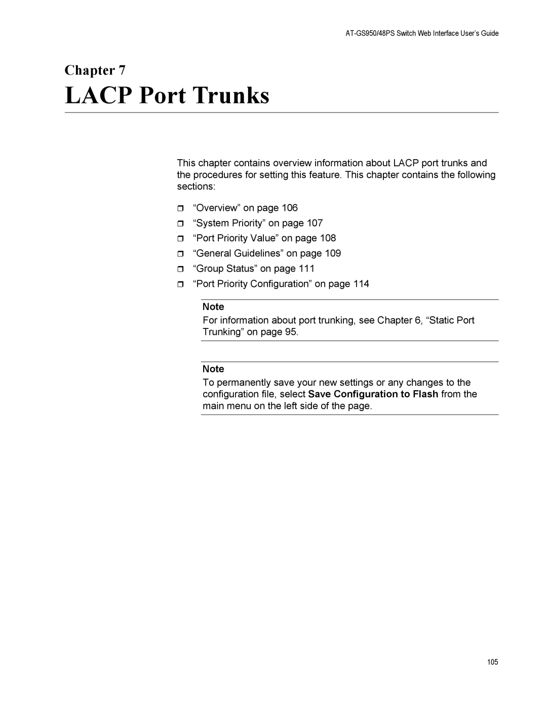 Allied Telesis AT-GS950/48PS, AT-S111 manual Lacp Port Trunks, Chapter 