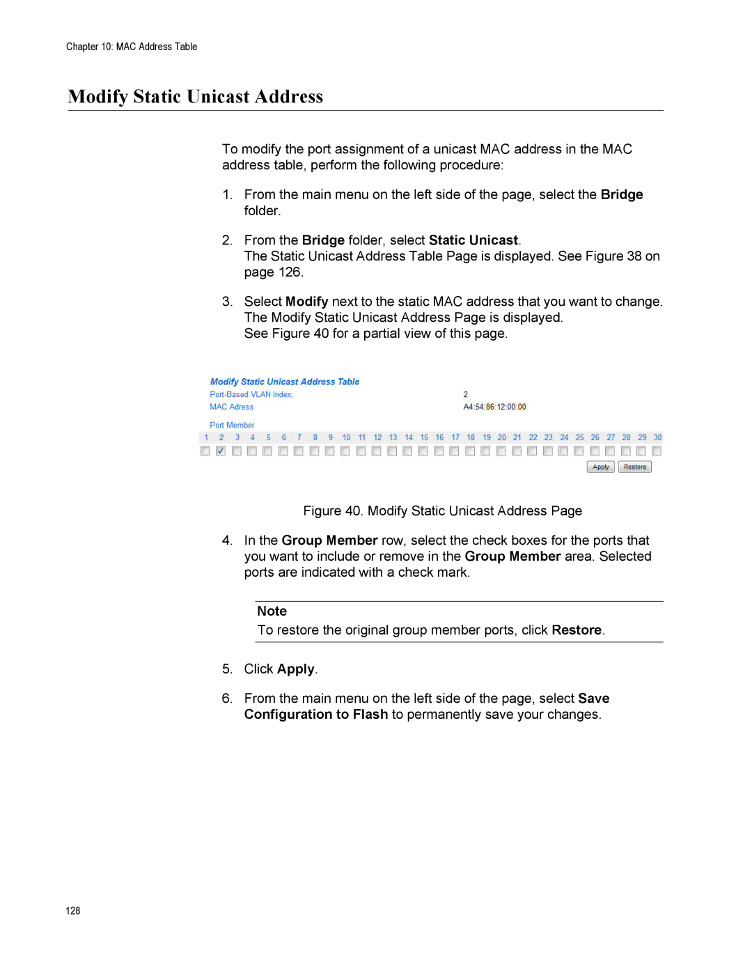 Allied Telesis AT-S111, AT-GS950/48PS manual Modify Static Unicast Address 