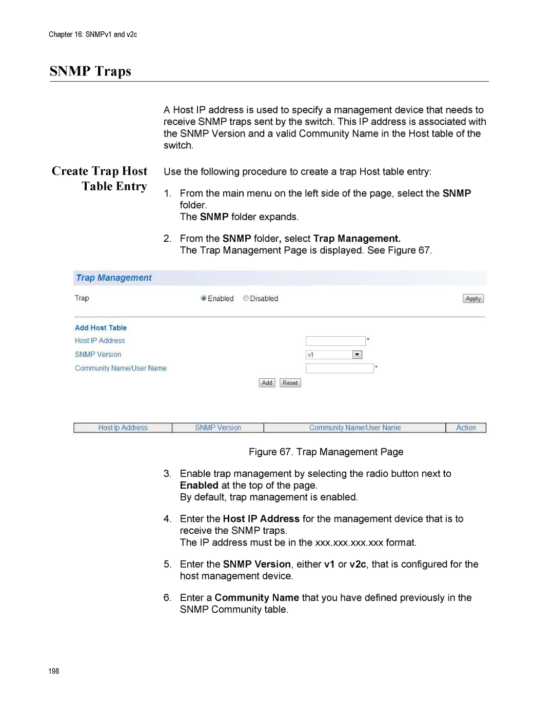 Allied Telesis AT-S111 manual Snmp Traps, Create Trap Host Table Entry, From the Snmp folder, select Trap Management 