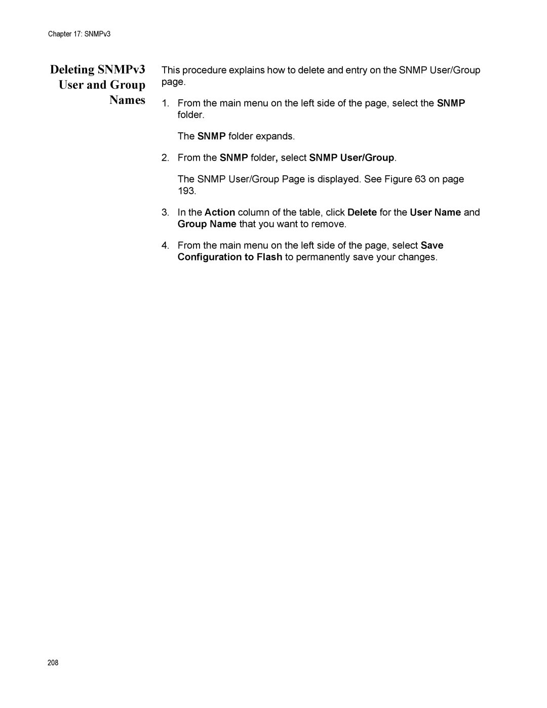 Allied Telesis AT-S111, AT-GS950/48PS manual Deleting SNMPv3 User and Group Names 