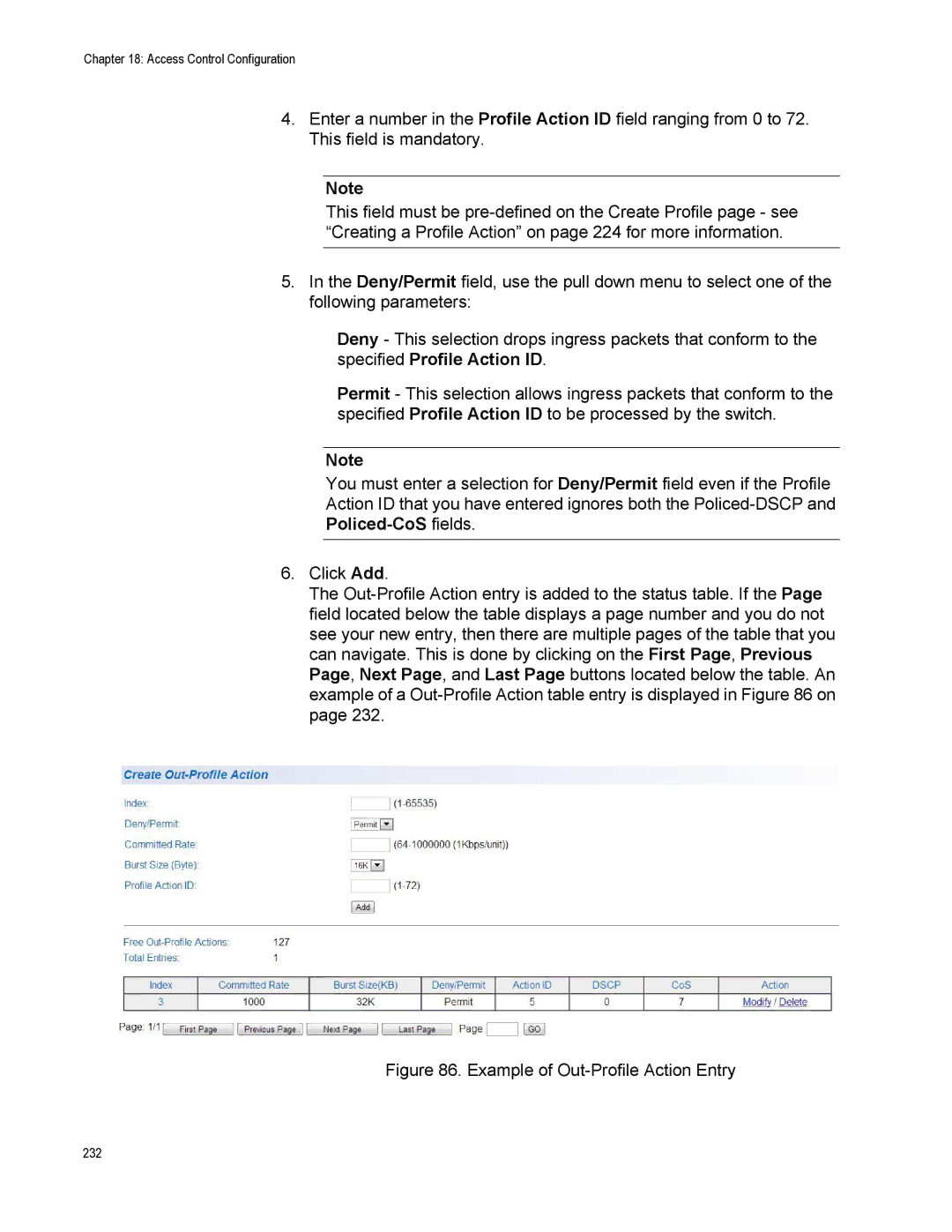 Allied Telesis AT-S111, AT-GS950/48PS manual Example of Out-Profile Action Entry 