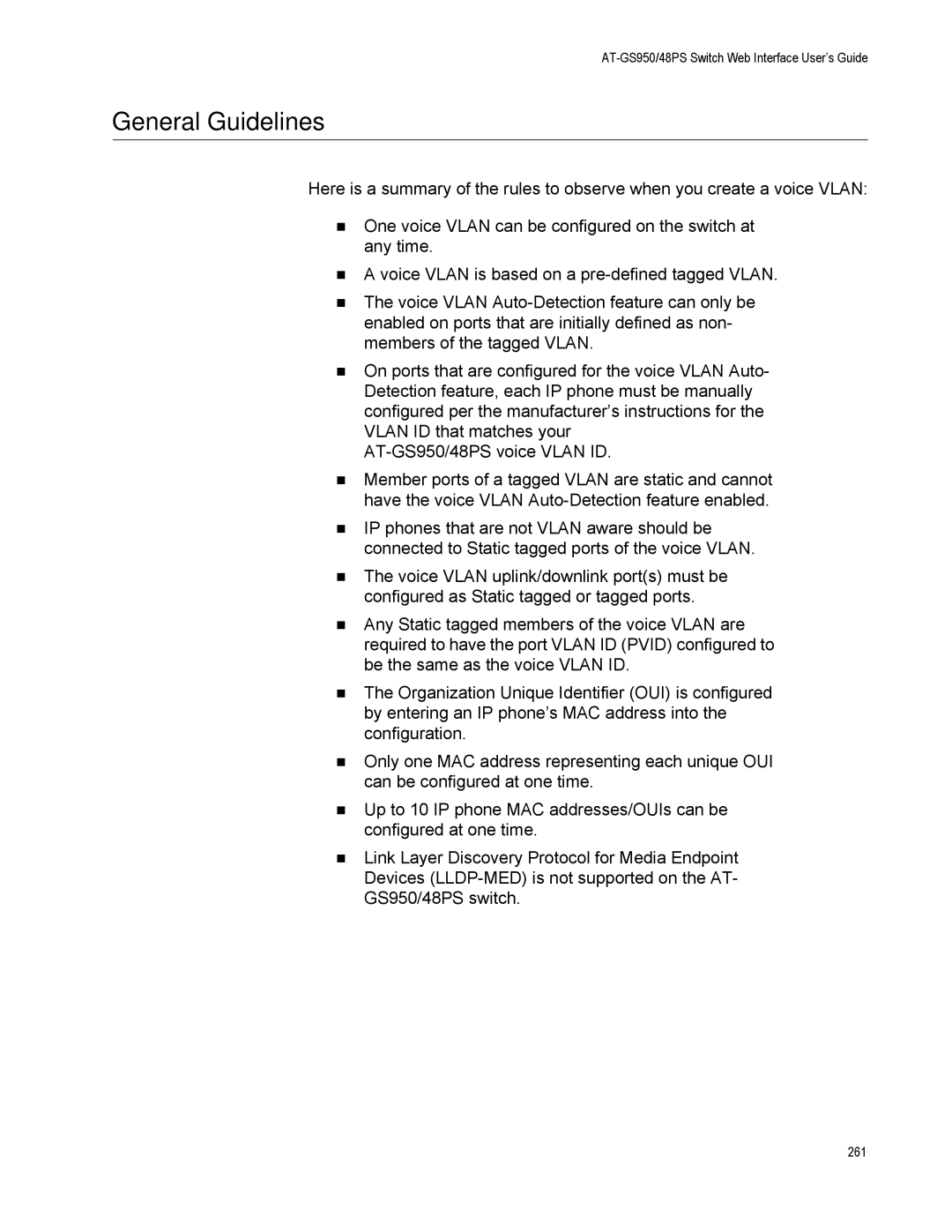 Allied Telesis AT-GS950/48PS, AT-S111 manual 261 