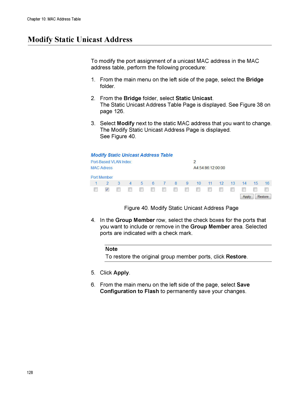 Allied Telesis AT-S112, AT-GS950/16PS manual Modify Static Unicast Address 