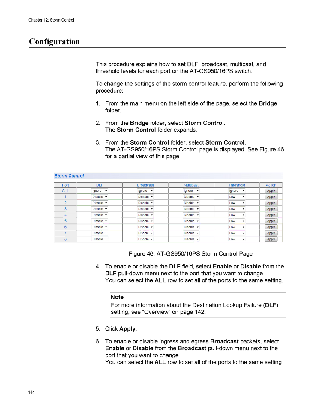 Allied Telesis AT-S112, AT-GS950/16PS manual Configuration, From the Storm Control folder, select Storm Control 