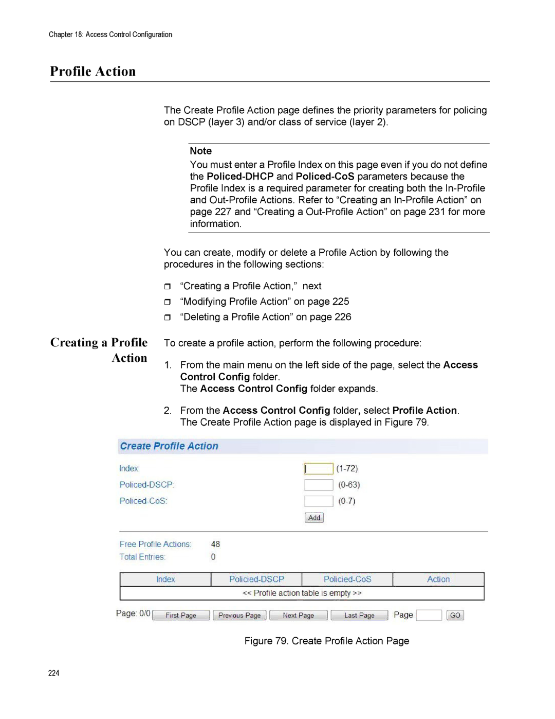 Allied Telesis AT-S112, AT-GS950/16PS manual Creating a Profile Action 