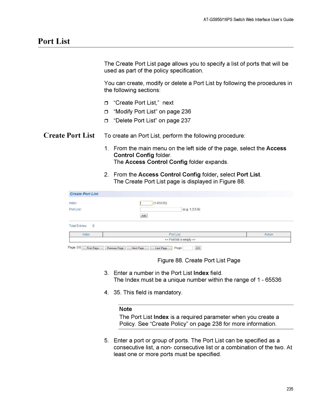 Allied Telesis AT-GS950/16PS, AT-S112 manual Port List 