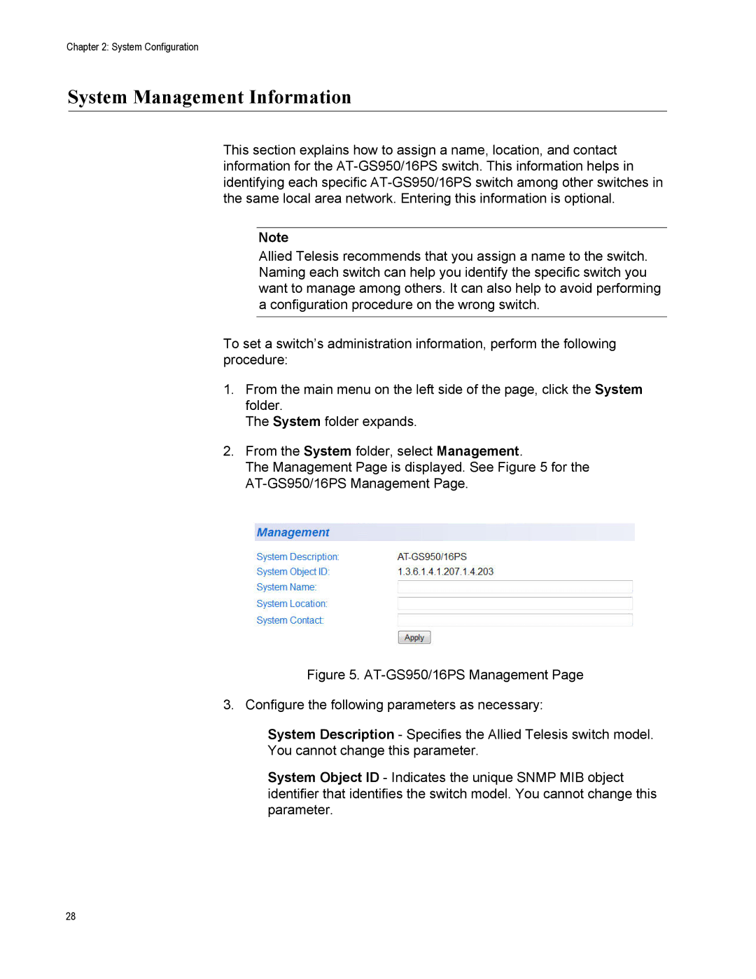 Allied Telesis AT-S112, AT-GS950/16PS manual System Management Information 