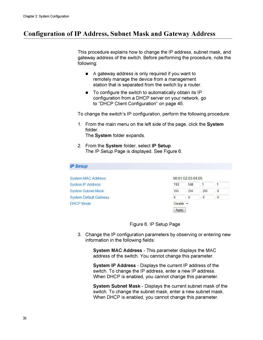 Allied Telesis AT-S112, AT-GS950/16PS manual Configuration of IP Address, Subnet Mask and Gateway Address 