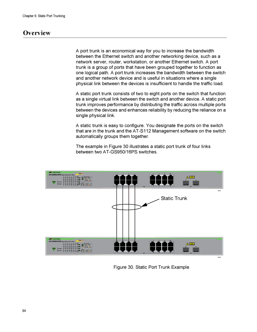 Allied Telesis AT-S112, AT-GS950/16PS manual Static Trunk 