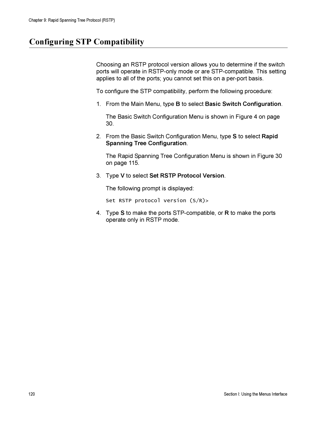 Allied Telesis AT-S79 manual Configuring STP Compatibility 