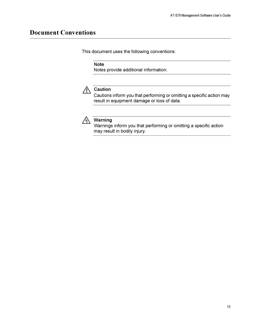 Allied Telesis AT-S79 manual Document Conventions 