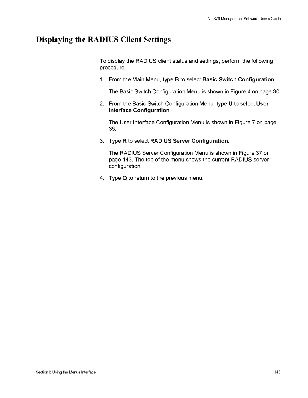 Allied Telesis AT-S79 manual Displaying the Radius Client Settings 