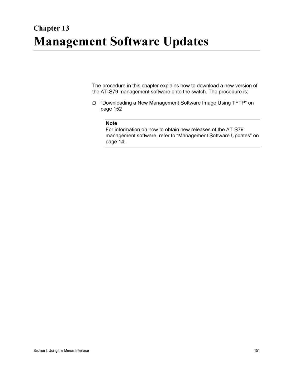 Allied Telesis AT-S79 manual Management Software Updates, Chapter 