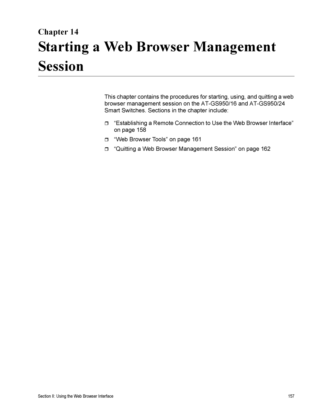 Allied Telesis AT-S79 manual Starting a Web Browser Management Session, Chapter 